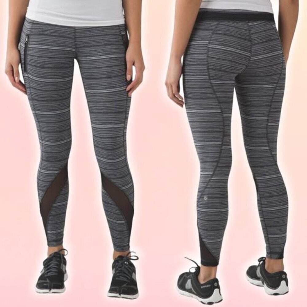 LULULEMON Inspire Tight II Mesh Sz 6 Cyber Black Deep Coal